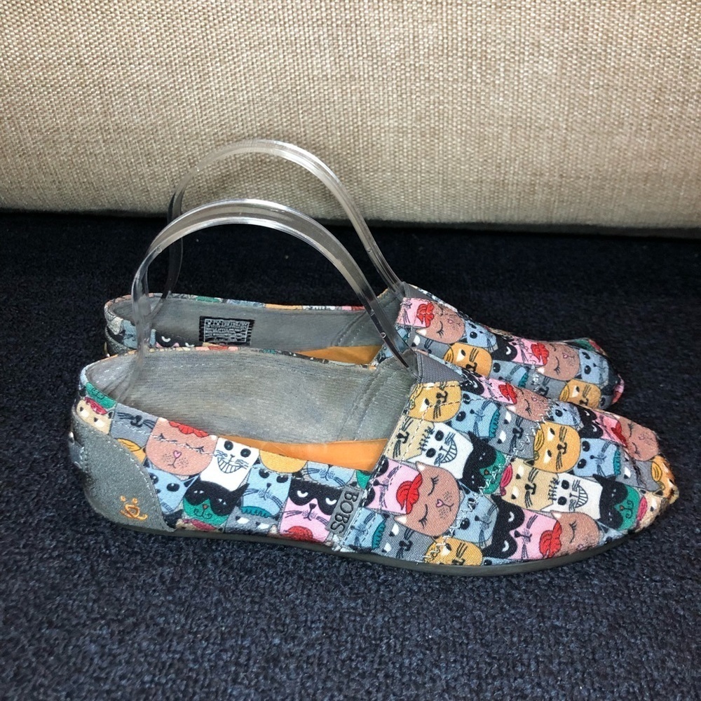 Bobs From Sketchers Memory Foam Gray Cat Print Sl… - image 4